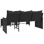 vidaXL Canapé de jardin avec table et coussins en forme de L noir