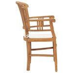 vidaXL Chaises de jardin lot de 2 avec coussins blanc crème Bois teck