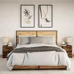 vidaXL Armoires de chevet et lumières LED 2 Pièces chêne fumé