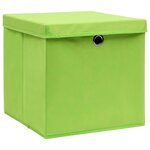 vidaXL Boîtes de rangement avec couvercles 4 Pièces 28x28x28 cm Vert