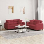 vidaXL Ensemble de canapés 2 Pièces et coussins rouge bordeaux similicuir