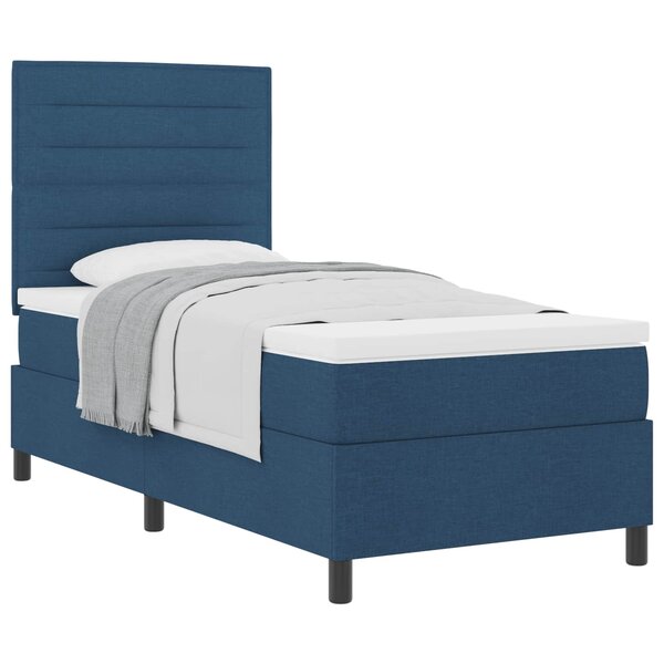 vidaXL Lit à ressorts avec matelas Bleu 90 x 190 cm tissu