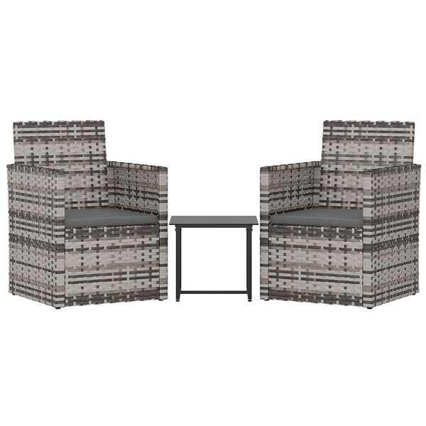 vidaXL Mobilier d'extérieur 3 Pièces avec coussins Résine tressée Gris