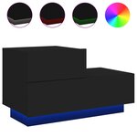 vidaXL Table de chevet avec lumières LED noir 70x36x40 5 cm
