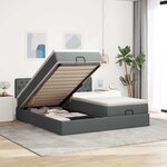 VidaXL Cadre de lit ottoman avec matelas gris foncé 160x200cm tissu
