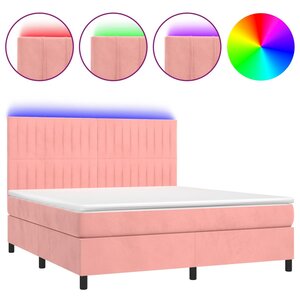 vidaXL Sommier à lattes de lit matelas et LED Rose 180x200 cm Velours