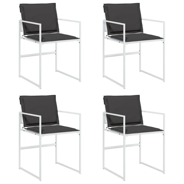 vidaXL Chaises de jardin avec coussins lot de 4 blanc acier/textilène