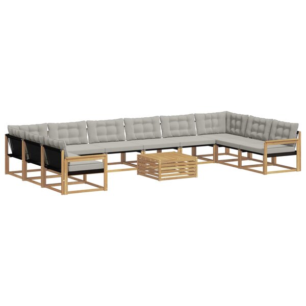 vidaXL Ensemble de canapés d'extérieur 11 pc Blanc et gris clair