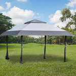 Tonnelle barnum de jardin pop-up pliant 3 96l x 3 96l x 2 68h m acier polyester sac transport à roulettes gris