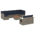 vidaXL Salon de jardin 10 Pièces avec coussins gris résine tressée