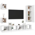 vidaXL Ensemble de meubles TV 5 Pièces Blanc Bois d'ingénierie