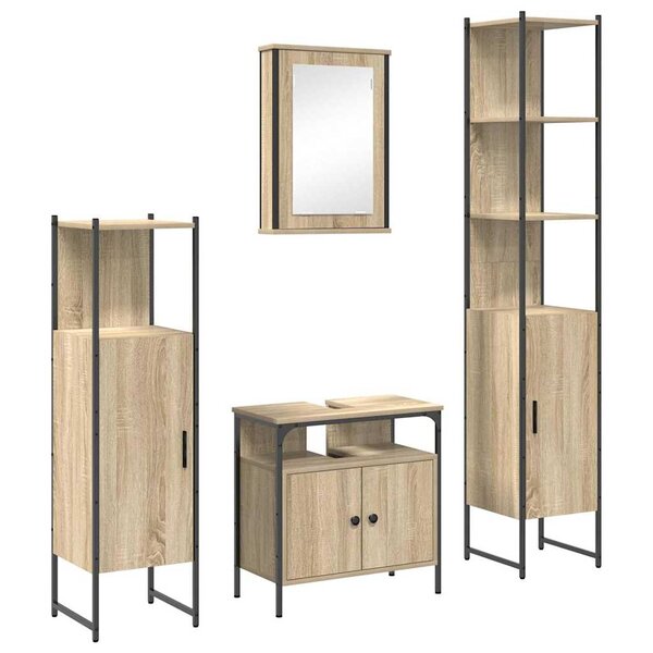 vidaXL Ensemble de mobilier de salle de bain 4 Pièces Chêne Sonoma