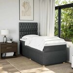 vidaXL Sommier à lattes de lit avec matelas Gris foncé 100x200cm Tissu