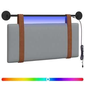 vidaXL Tête de lit suspendue Avec lumière LED Gris clair PU antique