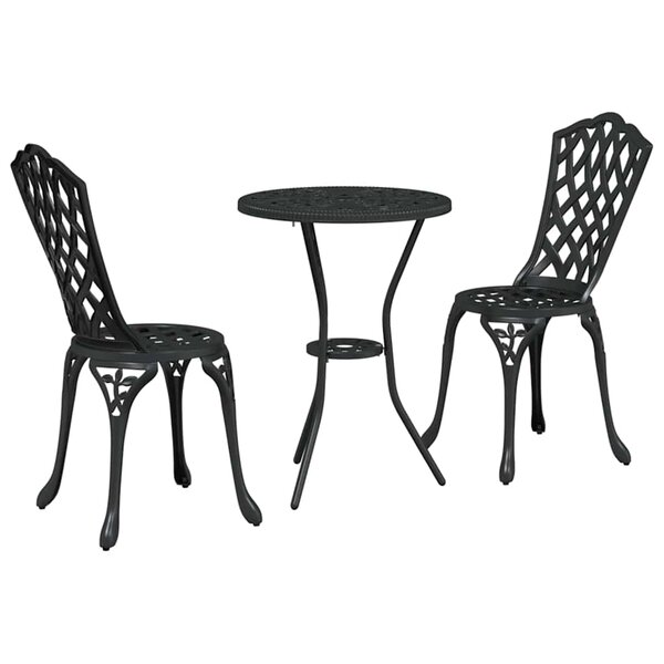 vidaXL Ensemble bistro de jardin 3 pc Noir Aluminium
