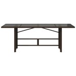 vidaXL Table de jardin avec dessus en verre marron résine tressée