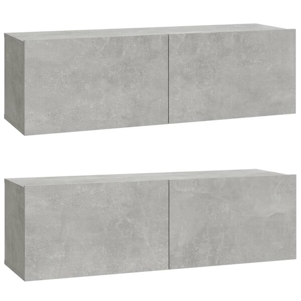 vidaXL Meubles TV 2 Pièces Gris béton 100x30x30 cm Bois d'ingénierie