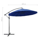 vidaXL Parasol suspendu avec poteau bleu 3 m