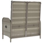 vidaXL Banc de jardin inclinable avec coussins 107 cm Poly rotin Gris
