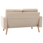 vidaXL Canapé à 2 places Crème Tissu