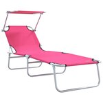 vidaXL Transat 2-personne 2 Pièces Rose 58 x 188 x 77cm tissu