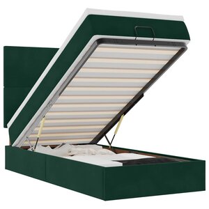 vidaXL Cadre de lit ottoman avec matelas vert foncé 100x200 cm velours