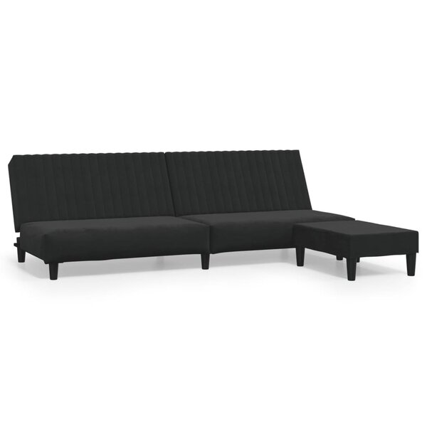 vidaXL Canapé-lit à 2 places avec repose-pied Noir Velours