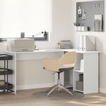 vidaXL Bureau blanc Blanc Bois d'ingénierie Moyenne Bureau d'ordinateur