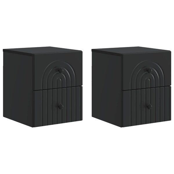 vidaXL Cabinet de chevet mural 2 Pièces Noir 33 x 34 5 x 40 cm