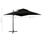 vidaXL Parasol de jardin en porte-à-faux à double toit 250x250 cm noir
