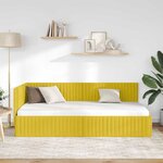 vidaXL Cadre de lit d'angle Jaune 100 cm x 200 cm tissu
