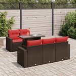 vidaXL Salon de jardin avec coussins 6Pièces marron résine tressée acacia