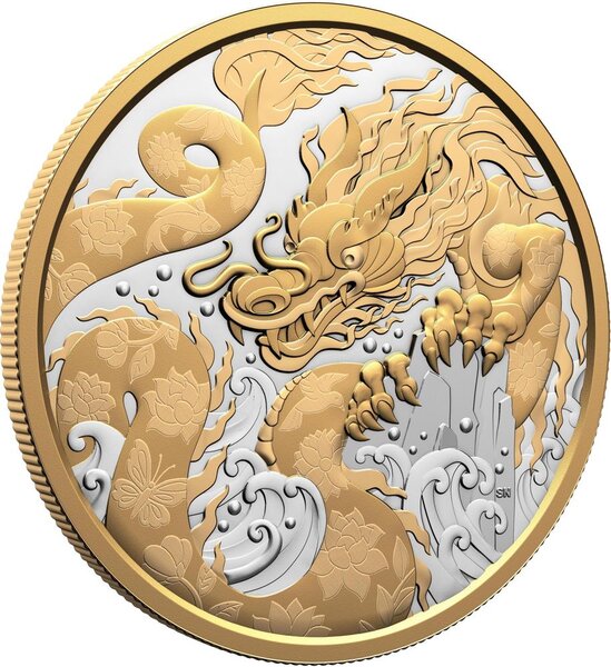 Pièce de monnaie en Argent 50 Dollars g 157.6 Millésime 2025 WATER DRAGON