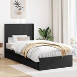 vidaXL Cadre de lit avec rangement et tête de lit Noir 90 x 190 cm