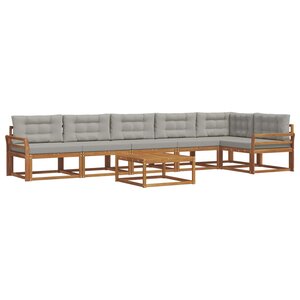 vidaXL Ensemble de canapés d'extérieur 7 Pièces Gris Naturel et Clair