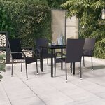 vidaXL Ensemble à manger de jardin 5 Pièces Noir