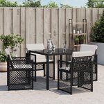 vidaXL Chaises de jardin lot de 4 avec coussins noir résine tressée