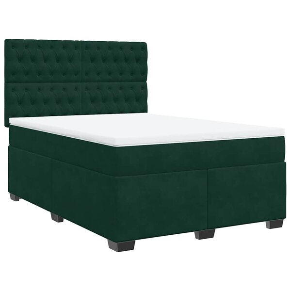 vidaXL Sommier à lattes de lit et matelas Vert foncé 160x200cm Velours