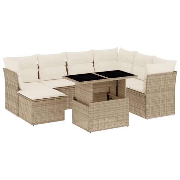vidaXL Salon de jardin avec coussins 8 Pièces beige résine tressée