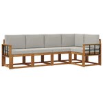 vidaXL Ensemble de canapés d'extérieur 5 pc Gris Naturel et Clair