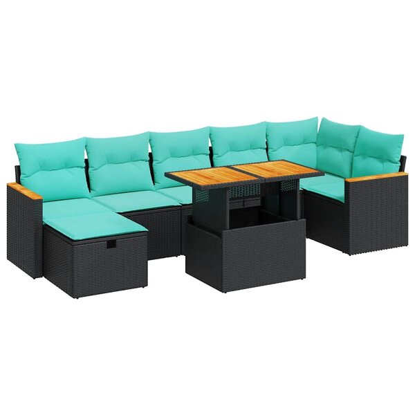 vidaXL Salon de jardin avec coussins 8 Pièces gris résine tressée acacia