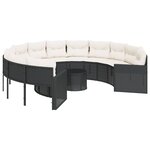 vidaXL Canapé de jardin avec table coussins rond noir résine tressée