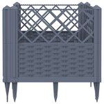 vidaXL Jardinière avec piquets gris 43 5x43 5x43 5 cm PP