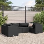 vidaXL Salon de jardin 6 Pièces avec coussins Noir Résine tressée