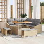 vidaXL Ensemble de canapé de jardin 8 Pièces Beige  Gris clair
