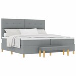 vidaXL Lit à ressorts avec matelas Gris clair 200 x 200 cm tissu