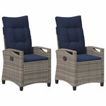 vidaXL Chaise de jardin 2 Pièces gris et bleu marine 56 x 60 x 112 cm