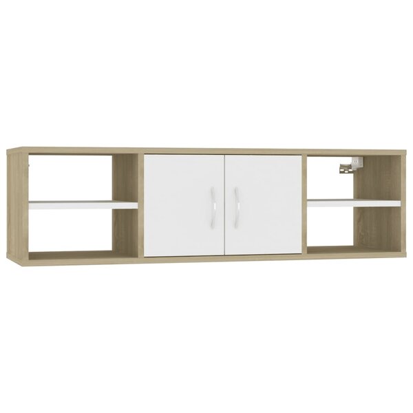 vidaXL Étagère murale Blanc et chêne sonoma 102x30x29 cm Aggloméré