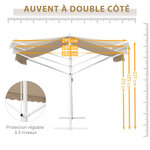Store double pente manuel rétractable inclinaison réglable métal époxy blanc polyester imperméabilisé anti-uv beige dim. 3 95l x 2 98l x 2 55h m