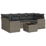 vidaXL Salon de jardin avec coussins 7 Pièces gris résine tressée